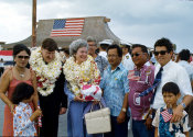 Wilcommen, No. 0162 US Government Officials Pose With Local Officials and Children at Saipan International Airport